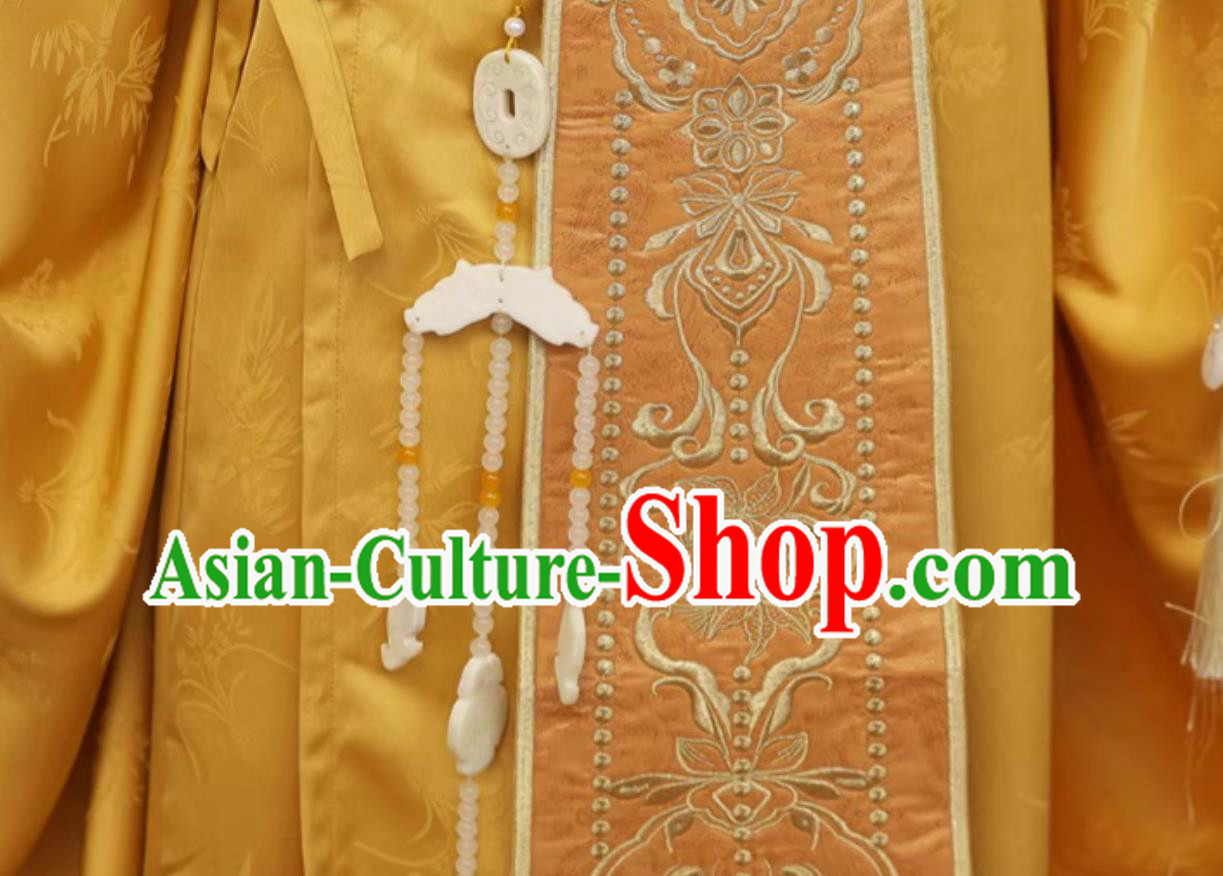 Traditional Chinese Clothing Hanfu Yellow Warring States Robe Ancient Princess Embroidery Costume Traditional Chinese Clothing Hanfu Yellow Warring States Robe Ancient Princess Embroidery Costume