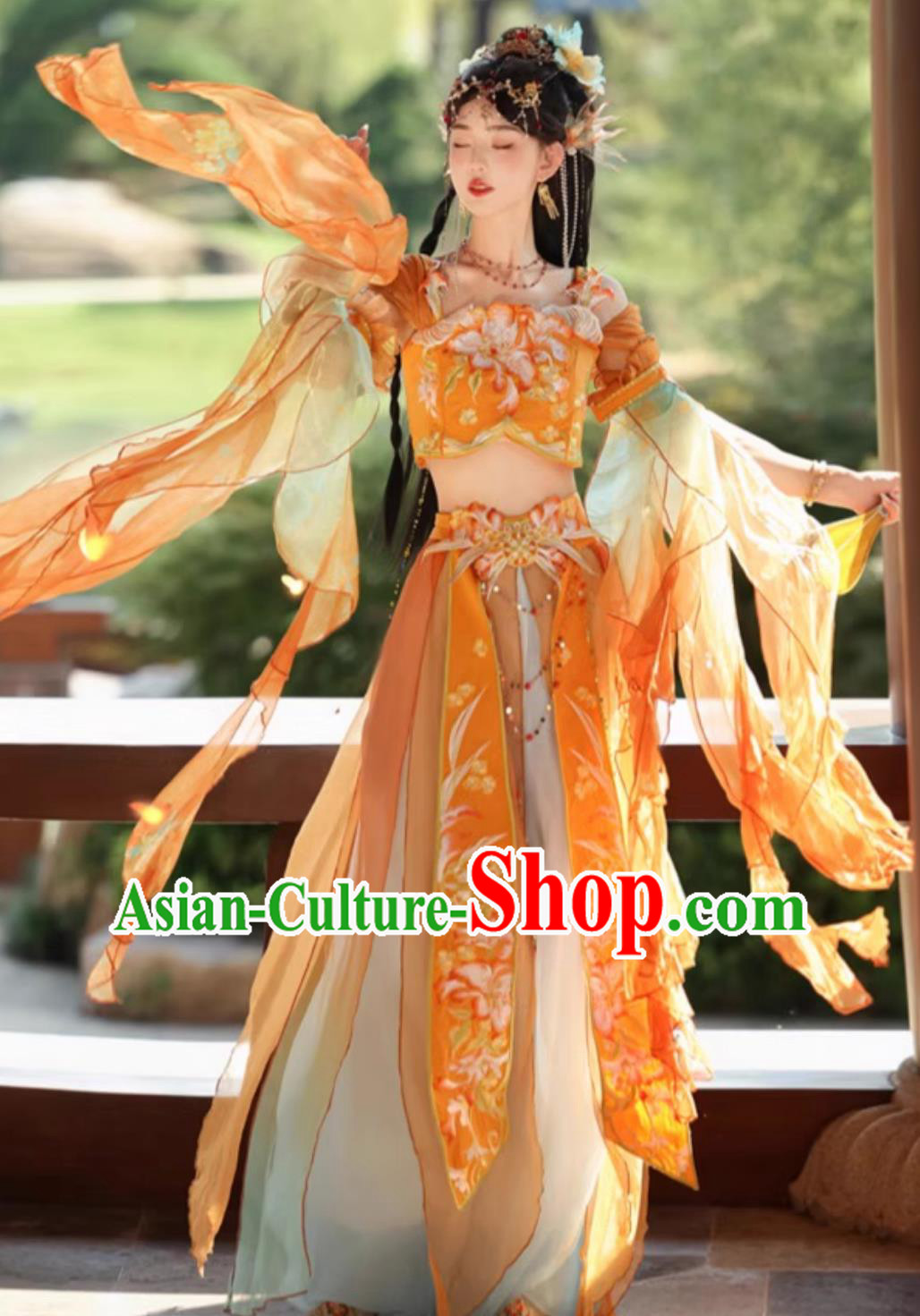 Mystical Enchantress Performance Costume Embroidery Chinese Ethnic Princess Yellow Dress Mystical Enchantress Performance Costume Embroidery Chinese Ethnic Princess Yellow Dress