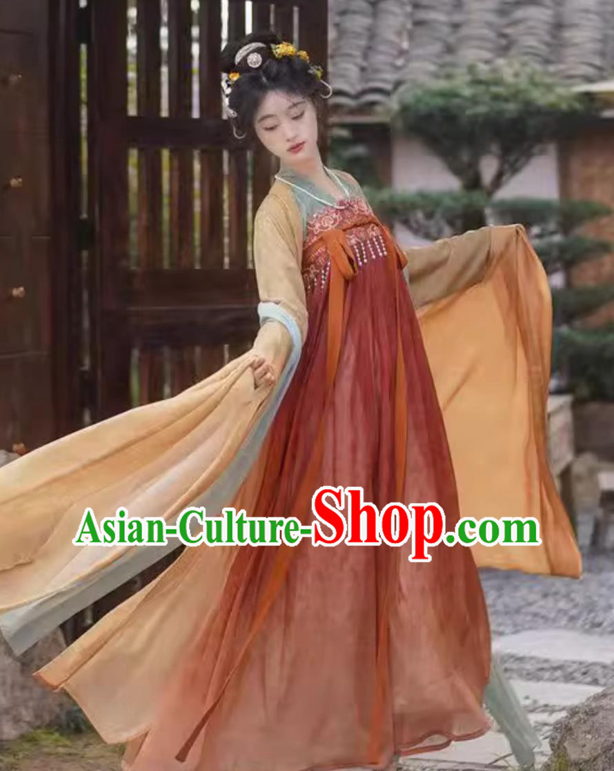 Traditional Chinese Costume Ancient Woman Qixiong Dress Tang Dynasty Hanfu Ruqun Traditional Chinese Costume Ancient Woman Qixiong Dress Tang Dynasty Hanfu Ruqun