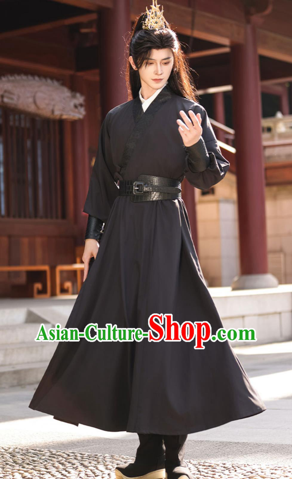 Hanfu Ancient Costume Cosplay Swordsman Black Outfit Chinese Wuxia Knight Clothing