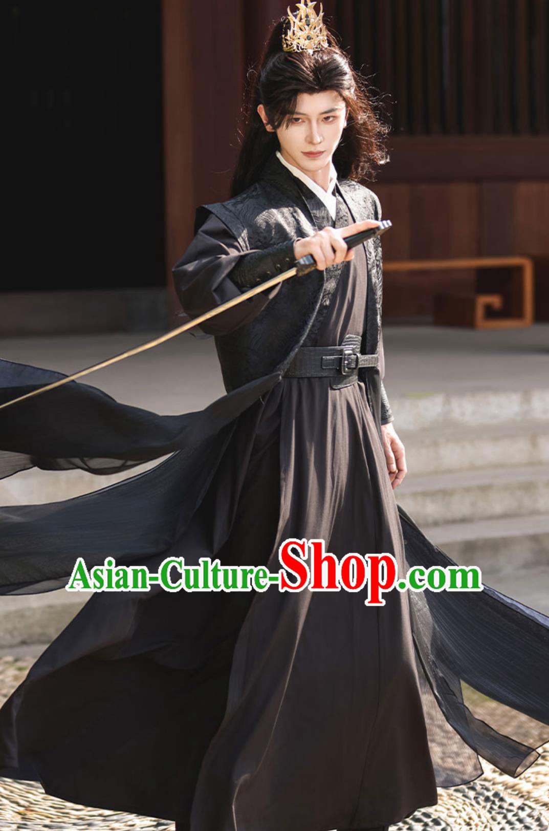 Hanfu Ancient Costume Cosplay Swordsman Black Outfit Chinese Wuxia Knight Clothing