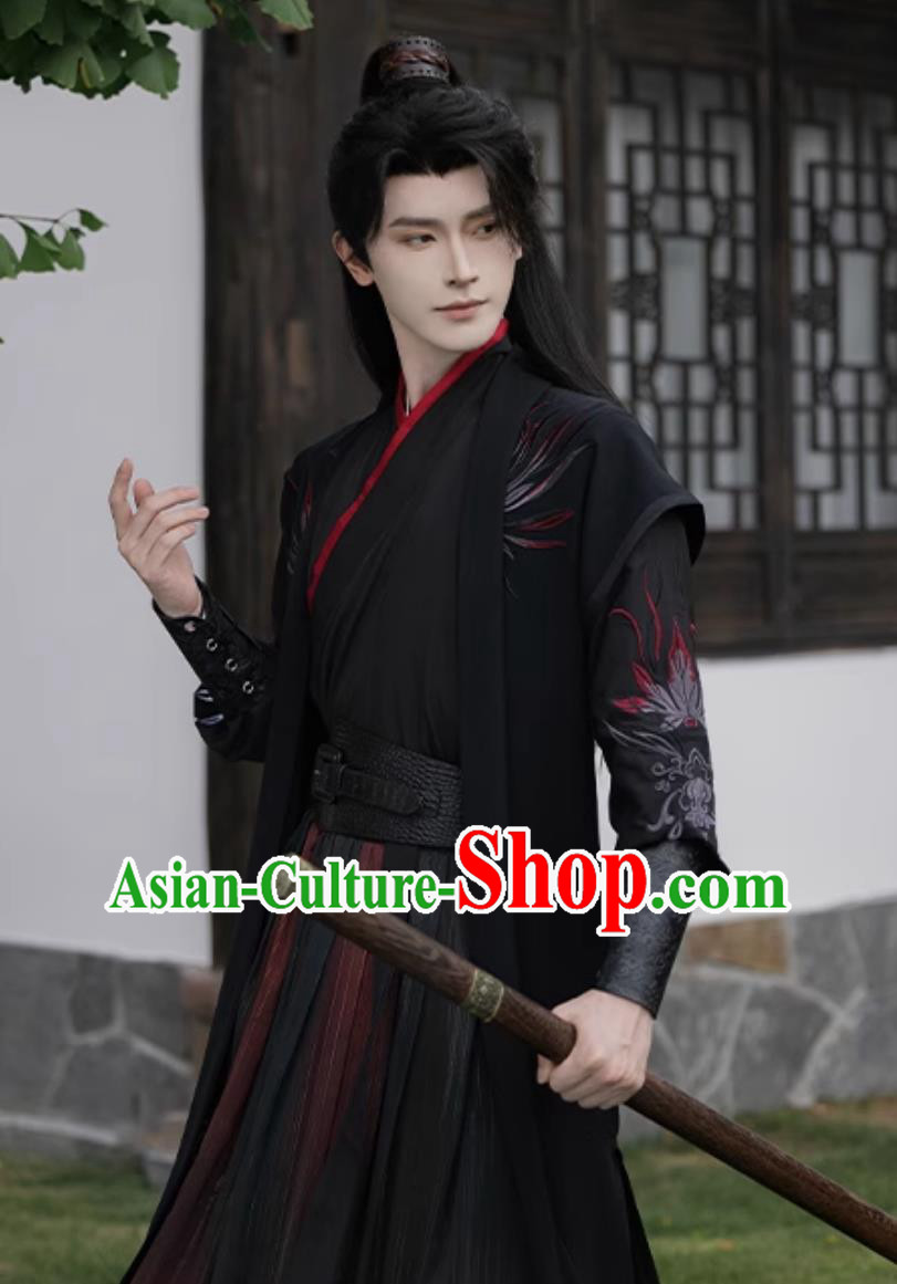Wuxia Knight Embroidered Hanfu Outfit Ancient Hero Costume Traditional Chinese Swordsman Clothing Wuxia Knight Embroidered Hanfu Outfit Ancient Hero Costume Traditional Chinese Swordsman Clothing