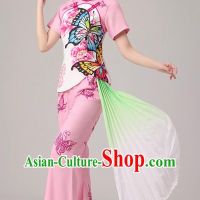 Jiaozhou Yangko Performance Costume Beijing Opera Charming Hua Dan Dance Pink Outfit Chinese Fan Classical Dance Clothing