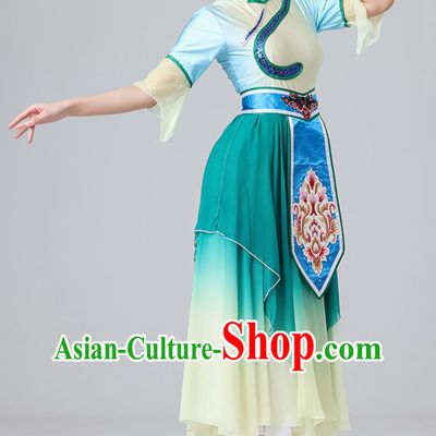 Tea Picking Maiden Dance Costume Women Group Dance Classical Dance Clothing Chinese Yangko Bamboo Hat Dance Dress