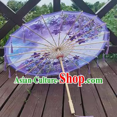 Chinese Style Tassel Umbrella Fashion Show Prop Silk Dance Umbrella Hanfu Dance Purple Umbrella