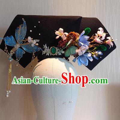 Handmade Imperial Consort Gege Hat Traditional Royal Qing Dynasty Hair Accessories Set Ancient Chinese Empress Da Lachi Headdress