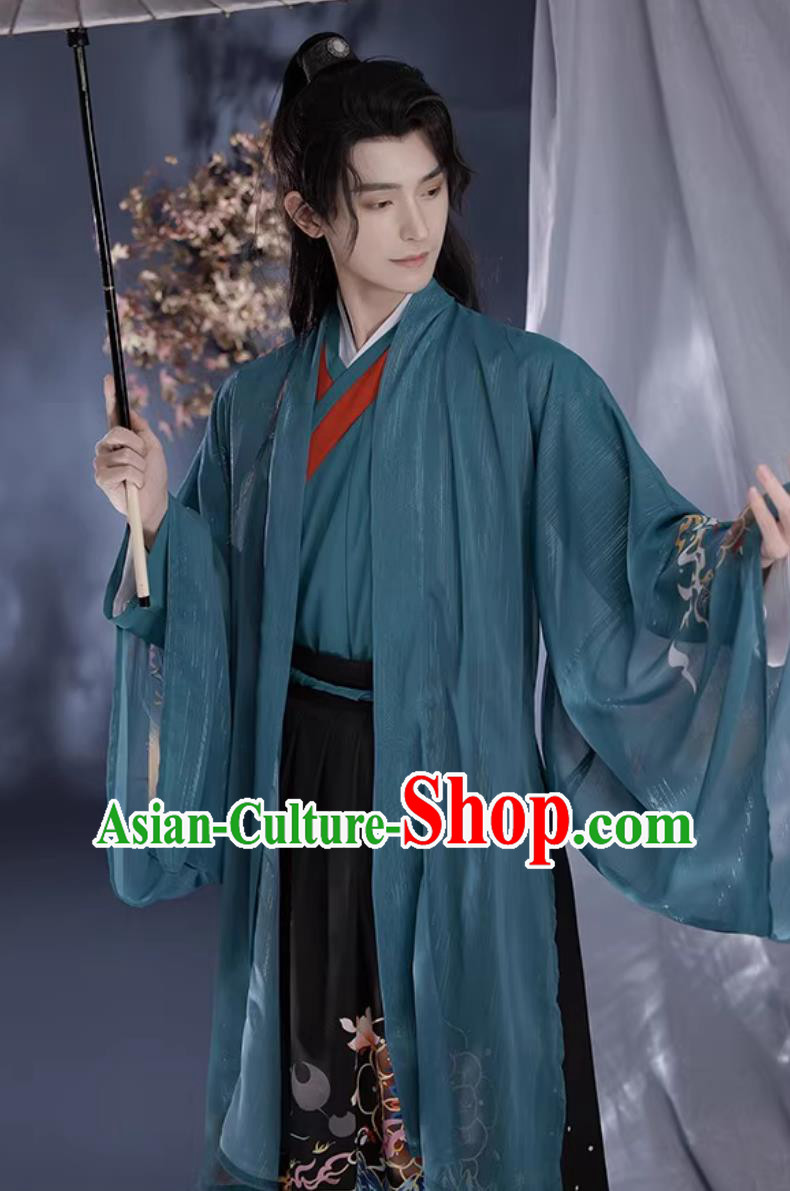 Song Dynasty Hanfu Chinese Men Style Gown Wide Sleeve Robe Ancient Costumes Complete Set Song Dynasty Hanfu Chinese Men Style Gown Wide Sleeve Robe Ancient Costumes Complete Set