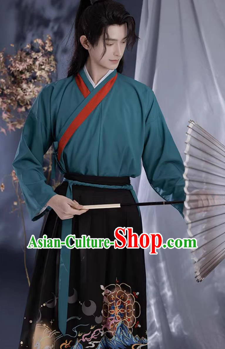 Song Dynasty Hanfu Chinese Men Style Gown Wide Sleeve Robe Ancient Costumes Complete Set Song Dynasty Hanfu Chinese Men Style Gown Wide Sleeve Robe Ancient Costumes Complete Set