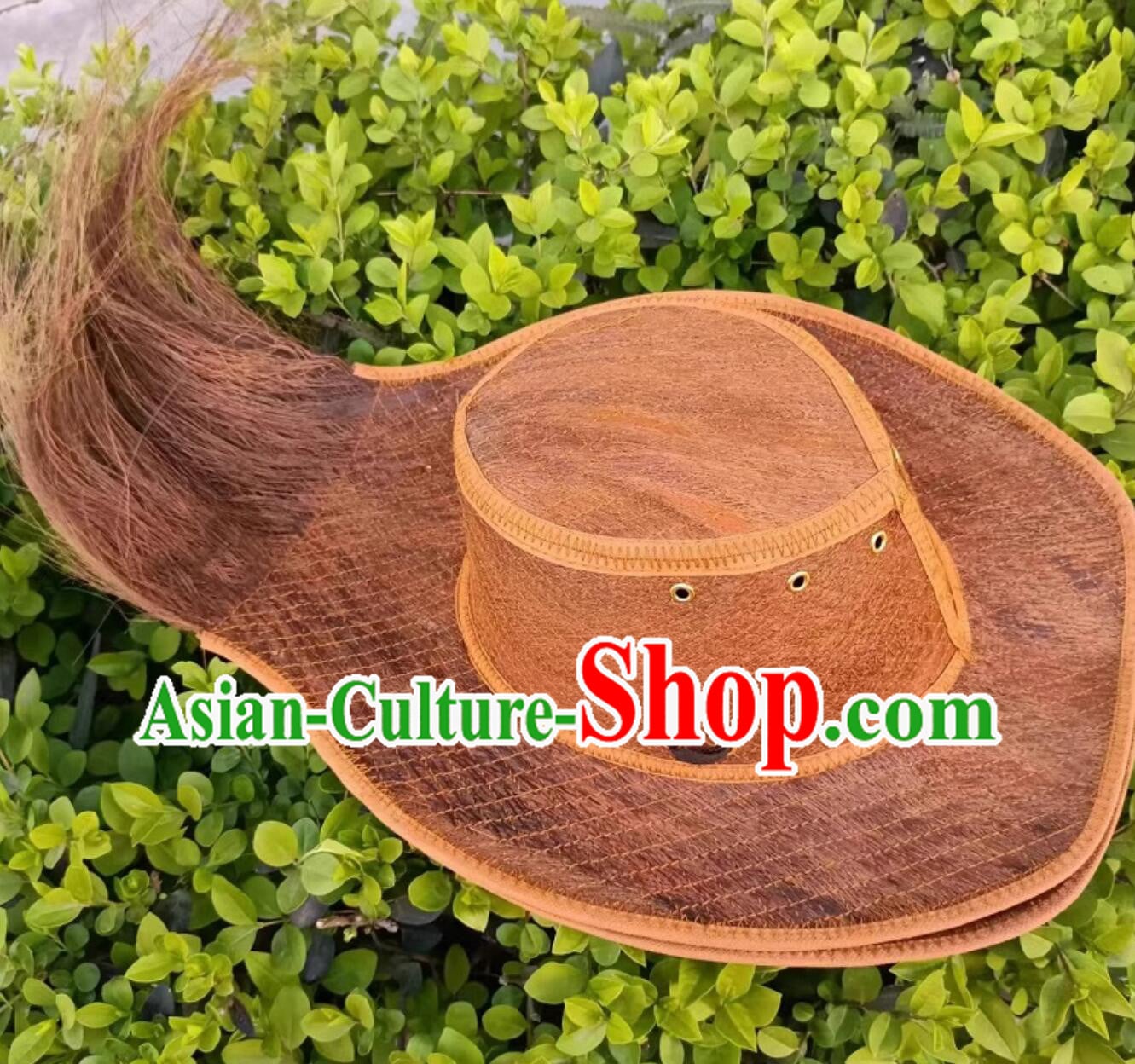Natural Palm Fiber Hat With Long Horsehair Tail Handmade Cowboy Headwear Natural Palm Fiber Hat With Long Horsehair Tail Handmade Cowboy Headwear