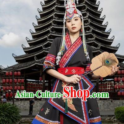 She Ethnic Costume Women Chinese Minority Traditional Embroidered Phoenix Dress Folk Dance Performance Clothing