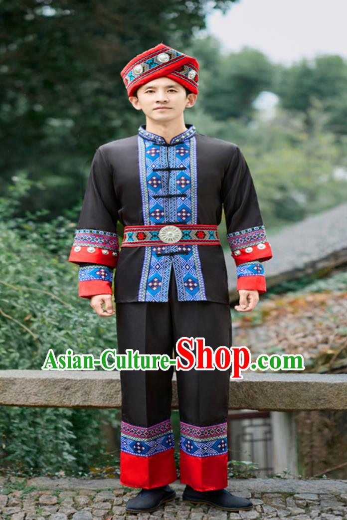 She Ethnic Men Dance Performance Costume Chinese Minority Embroidered Traditional Attire She Ethnic Men Dance Performance Costume Chinese Minority Embroidered Traditional Attire