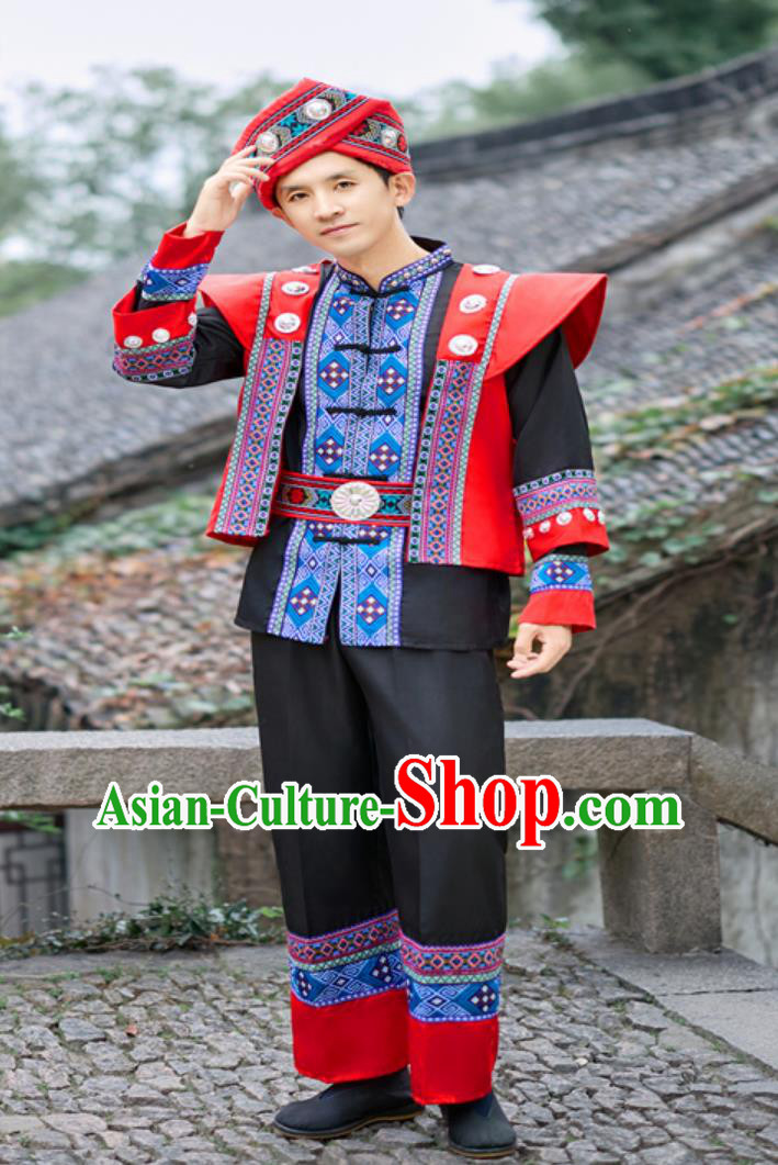 She Ethnic Men Dance Performance Costume Chinese Minority Embroidered Traditional Attire She Ethnic Men Dance Performance Costume Chinese Minority Embroidered Traditional Attire