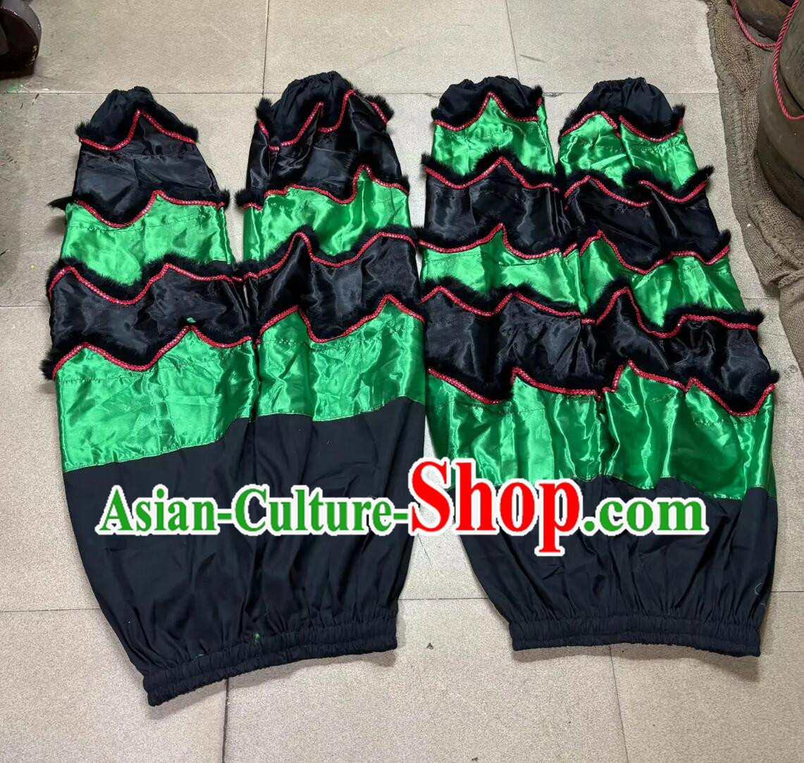 Black and Green Traditional Lion Dance Costumes Chinese Dancing Lion Tail and Pants Set Black and Green Traditional Lion Dance Costumes Chinese Dancing Lion Tail and Pants Set