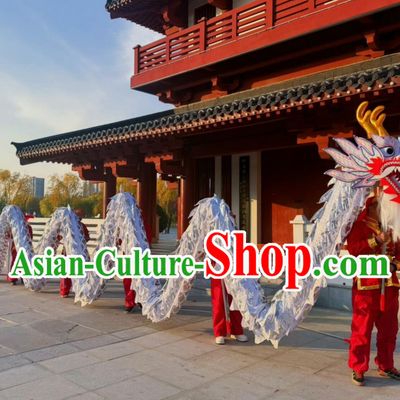 White Chinese Traditional Dragon Dance Costumes Professional Lantern Festival Celebration Dragon Parade Equipment Complete Set