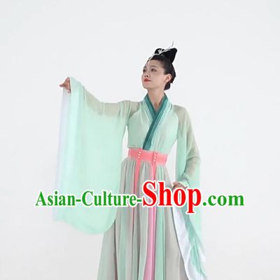 Classical Dance Chinese Style Hanfu Green Performance Costume Womens Guoxue Bamboo Rhythm Dancewear