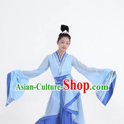 Tracing the Ancient Rites Classical Dance Costume Chinese Style Hanfu Ancient Woman Clothing Blue Fairy Performance Dress