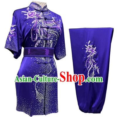 Embroidery Bright Diamond Group Wushu Performance Costume Martial Arts Competition Uniform Chinese Kung Fu Clothing