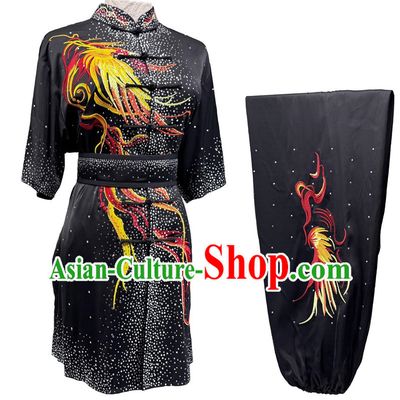 Martial Arts Competition Uniform Chinese Kung Fu Changquan Clothing Embroidery Phoenix Bright Diamond Group Wushu Performance Costume