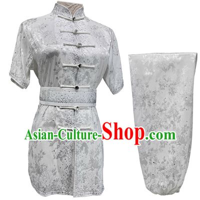 Bright Diamond Wushu Performance Costume Martial Arts Competition Uniform Chinese Kung Fu Changquan Argentate Clothing