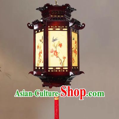 Wood Chinese Tea Room Zen Mini Pendant Light Temple Corridor Lamp Ancient Architecture Ming and Song Dynasty Aesthetics Light