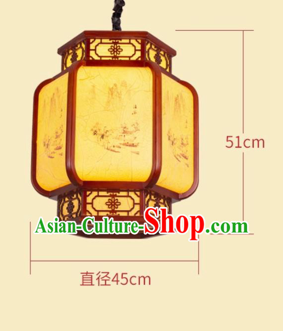 Chinese Wood Parchment Palace Lamp Antique Restaurant Lantern Room Pendant Light Chinese Wood Parchment Palace Lamp Antique Restaurant Lantern Room Pendant Light