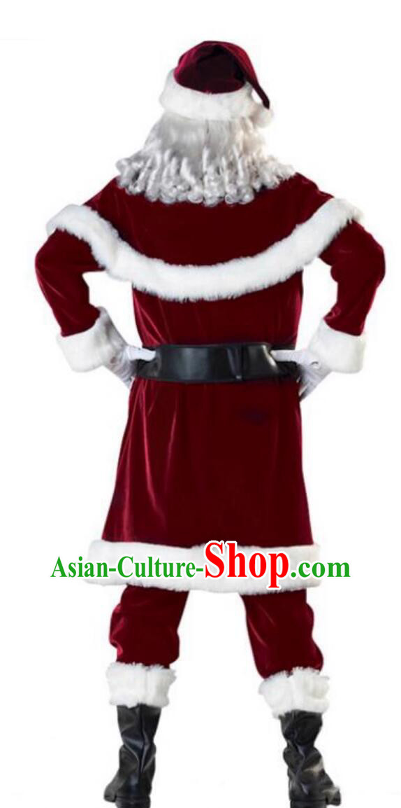 Santa Claus Costume Men Father Christmas Cosplay Outfit Thick Party Attire
