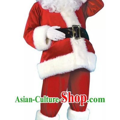 Santa Claus Thick Party Attire Kriss Kringle Costume Men Father Christmas Cosplay Outfit