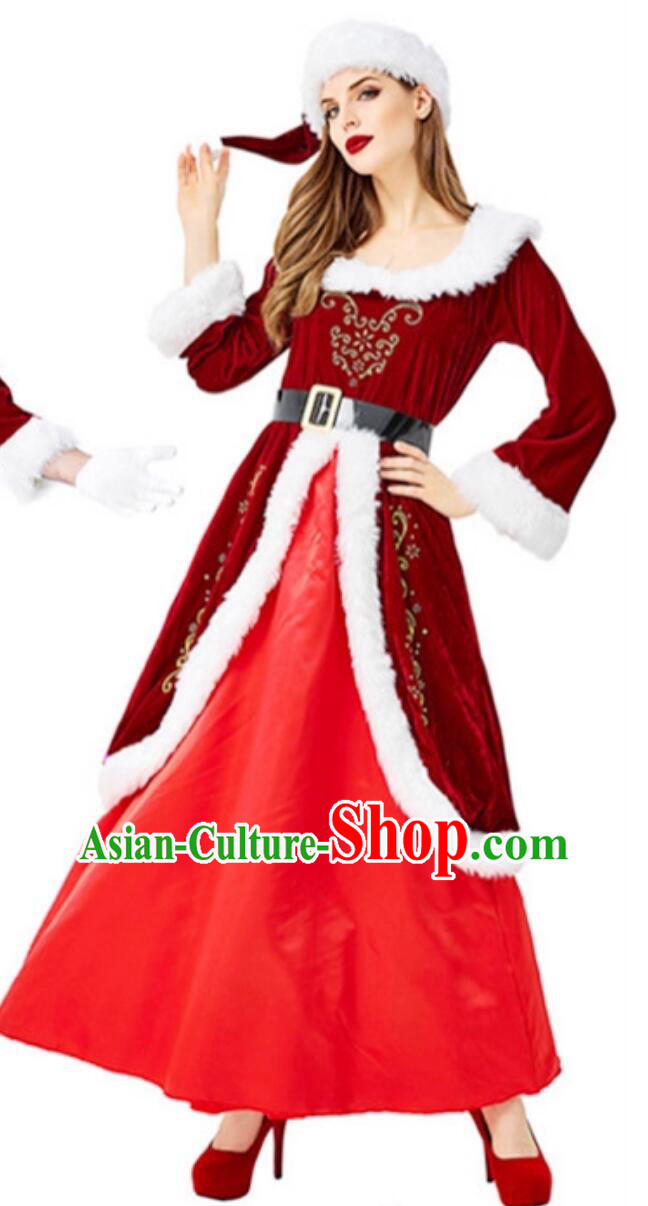 Christmas Theme Clothing Cosplay Party Costume Court Queen Long Dress