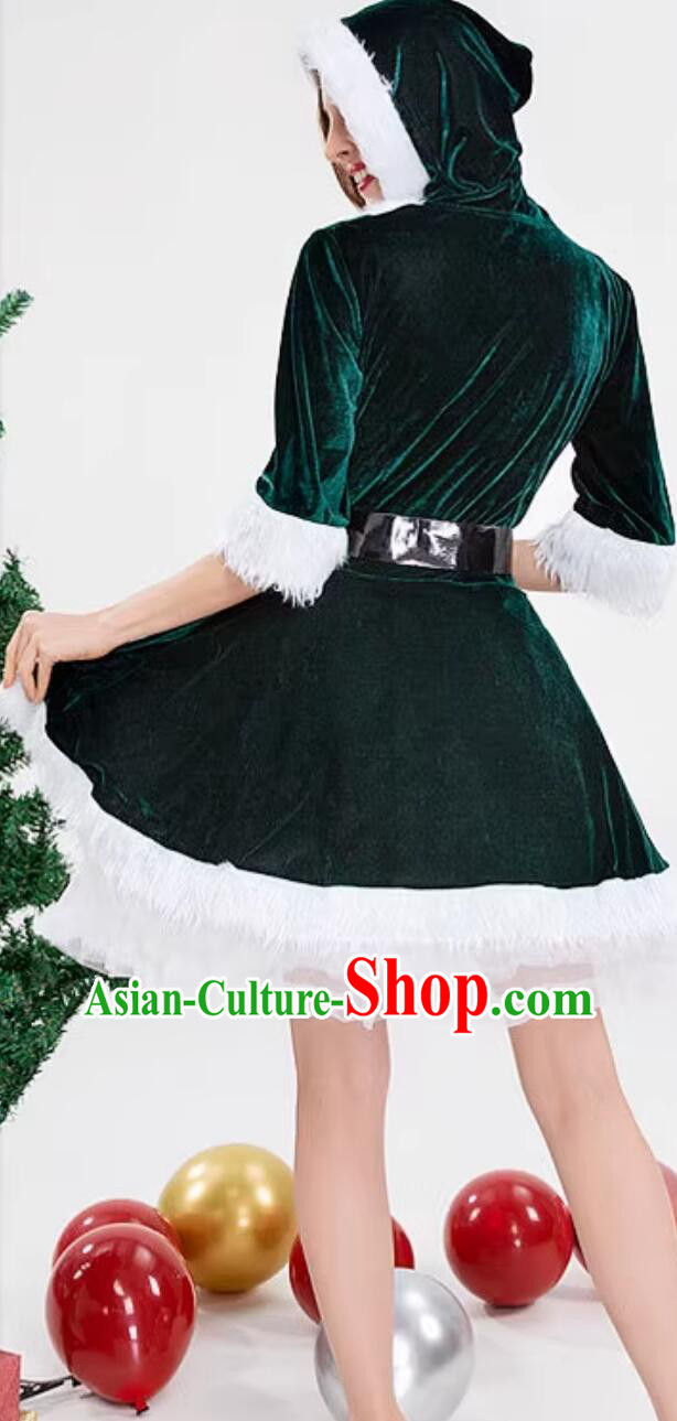 Christmas Party Dark Green Dress Christmas Day Theme Queen Clothing Cosplay Elf Costume Christmas Party Dark Green Dress Christmas Day Theme Queen Clothing Cosplay Elf Costume