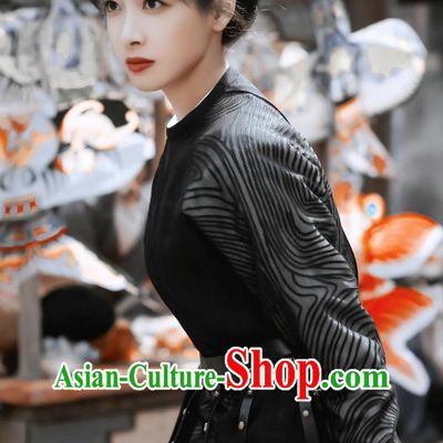 Chinese Drama Wind Rises in Luoyang Swordswoman Wu Si Yue Black Outfit Tang Dynasty Palace Guard Clothing