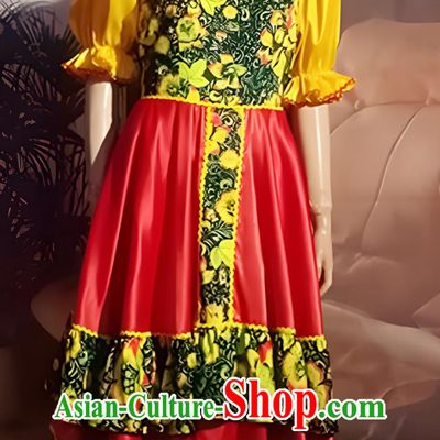 Western Women Red Dress Restaurant Waitress Performance Dance Clothing Russian Traditional Costume