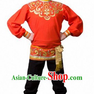 Russian Traditional Dance Costume Western Restaurant Waiter National Folk Dress Men Suit