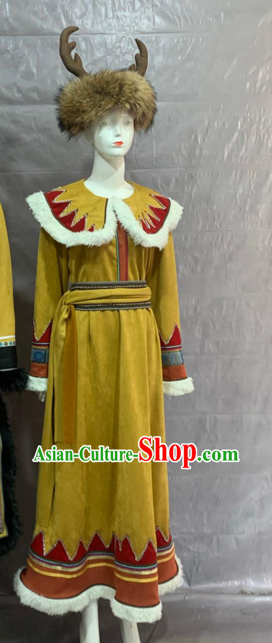 Oroqen Ethnic Costume Chinese Minority Women Performance Dance Dress Oroqen Ethnic Costume Chinese Minority Women Performance Dance Dress