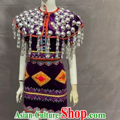 Jingpo Baby Silver Costume Chinese Yunnan Ethnic Dance Wear Ninth Little Lotus Charm Performance Outfit