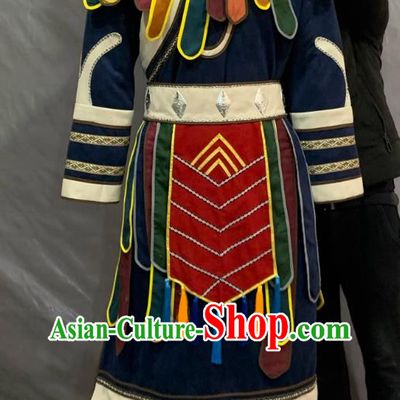 Oroqen Ethnic Costume Men Minority Performance Dance Attire