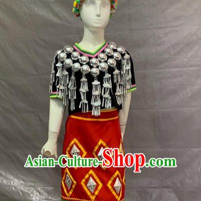 Jingpo Ethnic Performance Costume Yunnan Minority Stage Attire for Women
