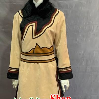 Oroqen Ethnic Costume Men Chinese Minority Performance Dance Attire