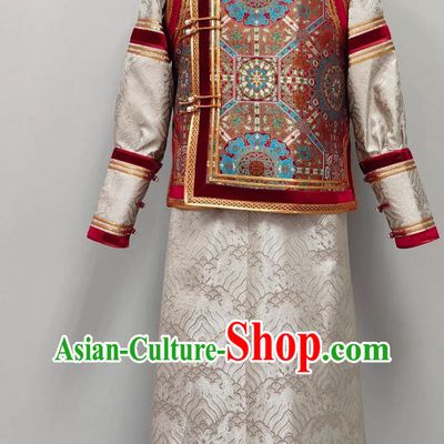 Chinese Mongol Minority Fashion Show Attire Mongolian Ethnic Male Wedding Costume