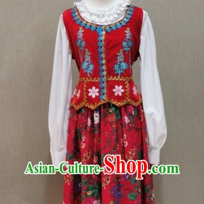 Nordic Traditional Costume Dutch Swiss Women Dress Fashion Show Performance Attire