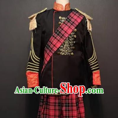 UK National Costume Scottish Tartan Kilt Classic Male Pleated Skirt