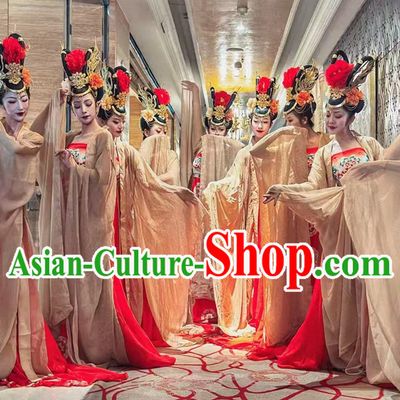 Hanfu Hezi Qun Wide Sleeve Gown Chinese Classical Dance Performance Costume Tang Dynasty Empress Dress