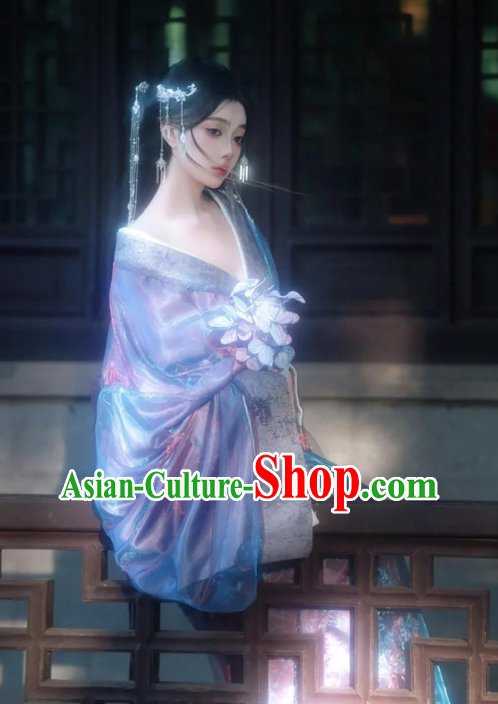 Purple Warring States Robe Chinese Hanfu Women Wide Sleeves Beauty Costume