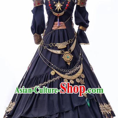 Final Fantasy XIV Astrologian Black Dress Halloween Cosplay Costume