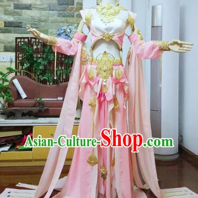Jian Xia Qing Yuan 3 Xiu Jie Clothing Mingjiao Princess Pink Dress Cosplay Swordswoman Costume