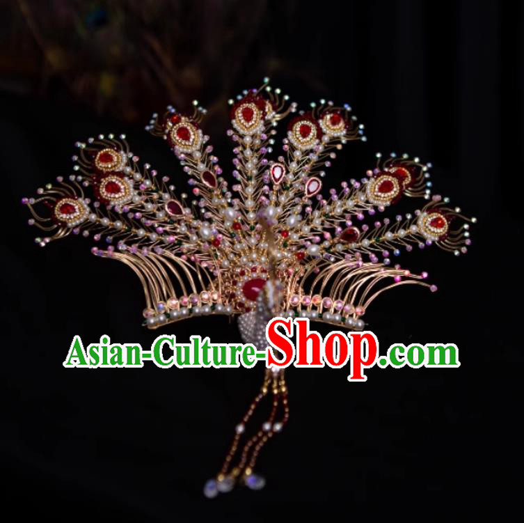 Twelve Tail Golden Phoenix Hairpin Handmade Chinese Hanfu Wedding Hair Crown Twelve Tail Golden Phoenix Hairpin Handmade Chinese Hanfu Wedding Hair Crown