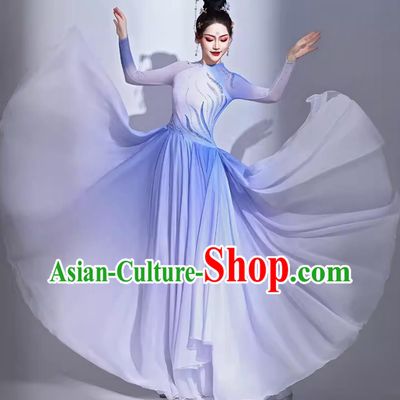 Qing Feng Yan Yu Opening Dance Flaring Dress Chinese Stage Performance Clothing Women Elegant Classical Dance Costume