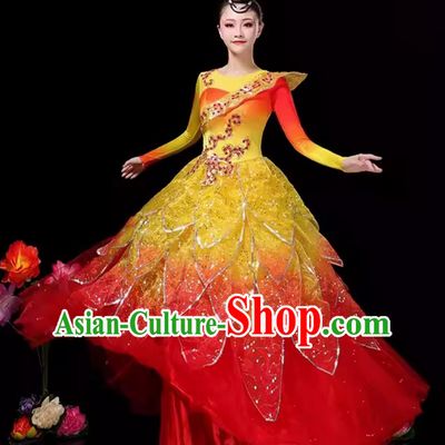 Spring Festival Gala Opening Dance Dress Chinese Classical Dance Costume Women Group Dance Petal Clothing