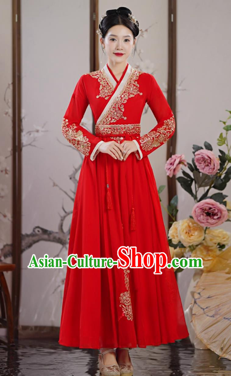 Red Hanfu Women Classical Dance Clothing Ancient Chinese Costume Performance Dress Red Hanfu Women Classical Dance Clothing Ancient Chinese Costume Performance Dress
