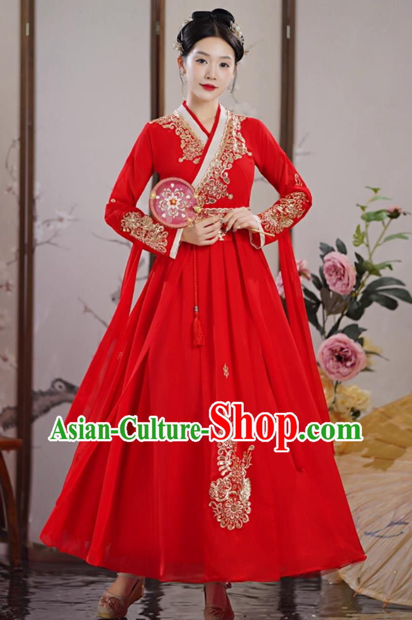 Red Hanfu Women Classical Dance Clothing Ancient Chinese Costume Performance Dress Red Hanfu Women Classical Dance Clothing Ancient Chinese Costume Performance Dress