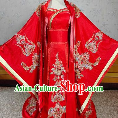 Tang Dynasty Hanfu Women Chinese Stage Performance Red Dress Ancient Empress Costume Complete Set